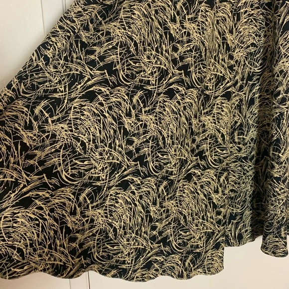 Vintage Doncaster Silk Midi Skirt Black Gold Abstract - Picture 4 of 9